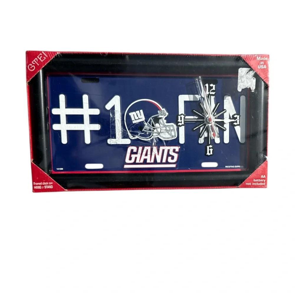 NEW! New York Giants License Plate Quartz Clock